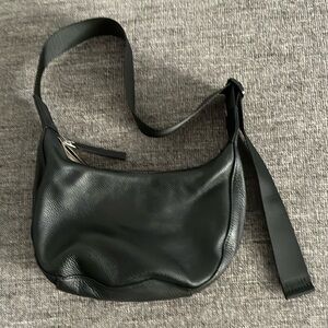 BAGGU Original Release Small Leather Crescent Bag in Black